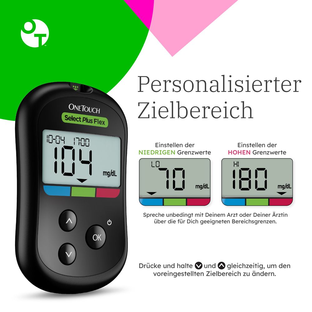 OneTouch Select Plus Flex® Blutzucker-Messgerät(mg/dl)