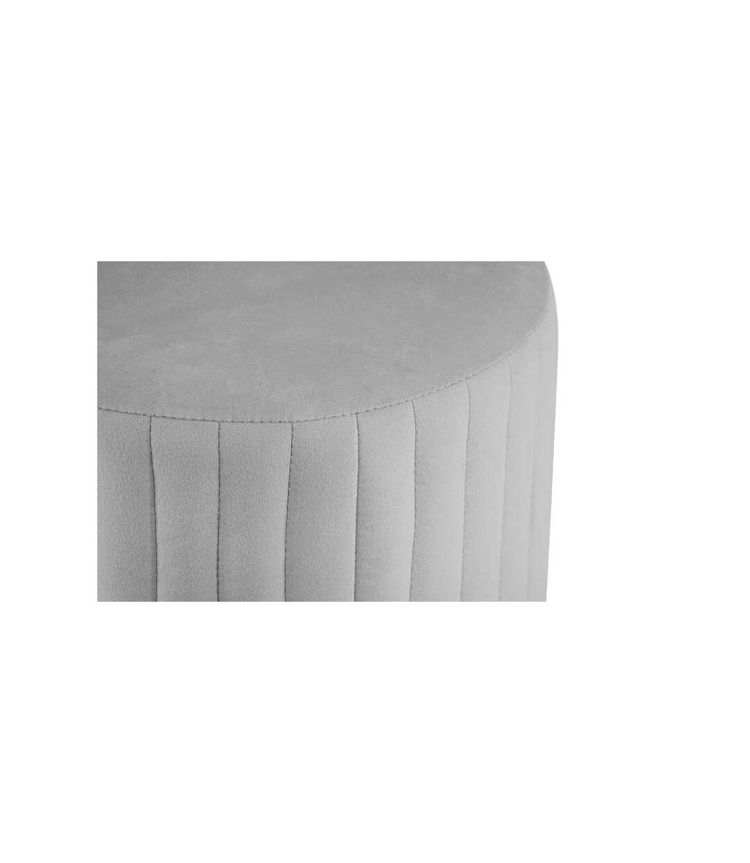 Paris Prix - Pouf Rond En Velours Design leytu 43cm Gris