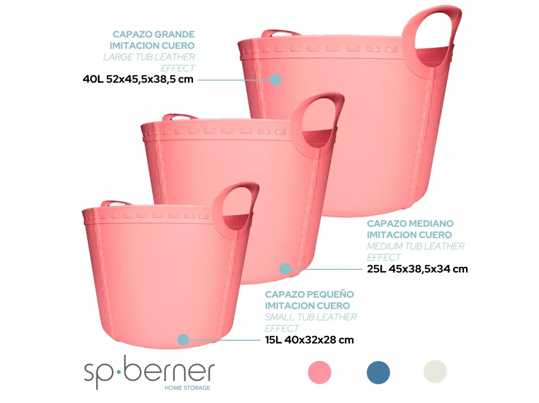2x panier craft moyen 25l rose clair 45x38,5x34