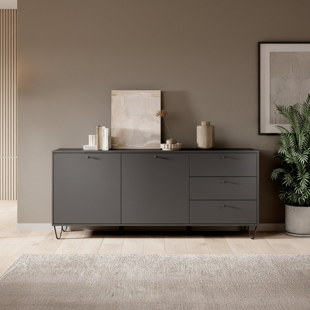 Apula - Dressoir - Antraciet - 184x40x75 cm