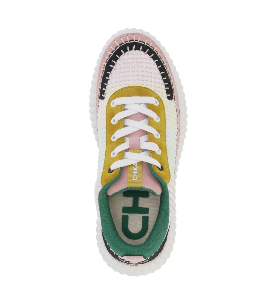 Tênis Chika10 Mow 01, branco e rosa.
