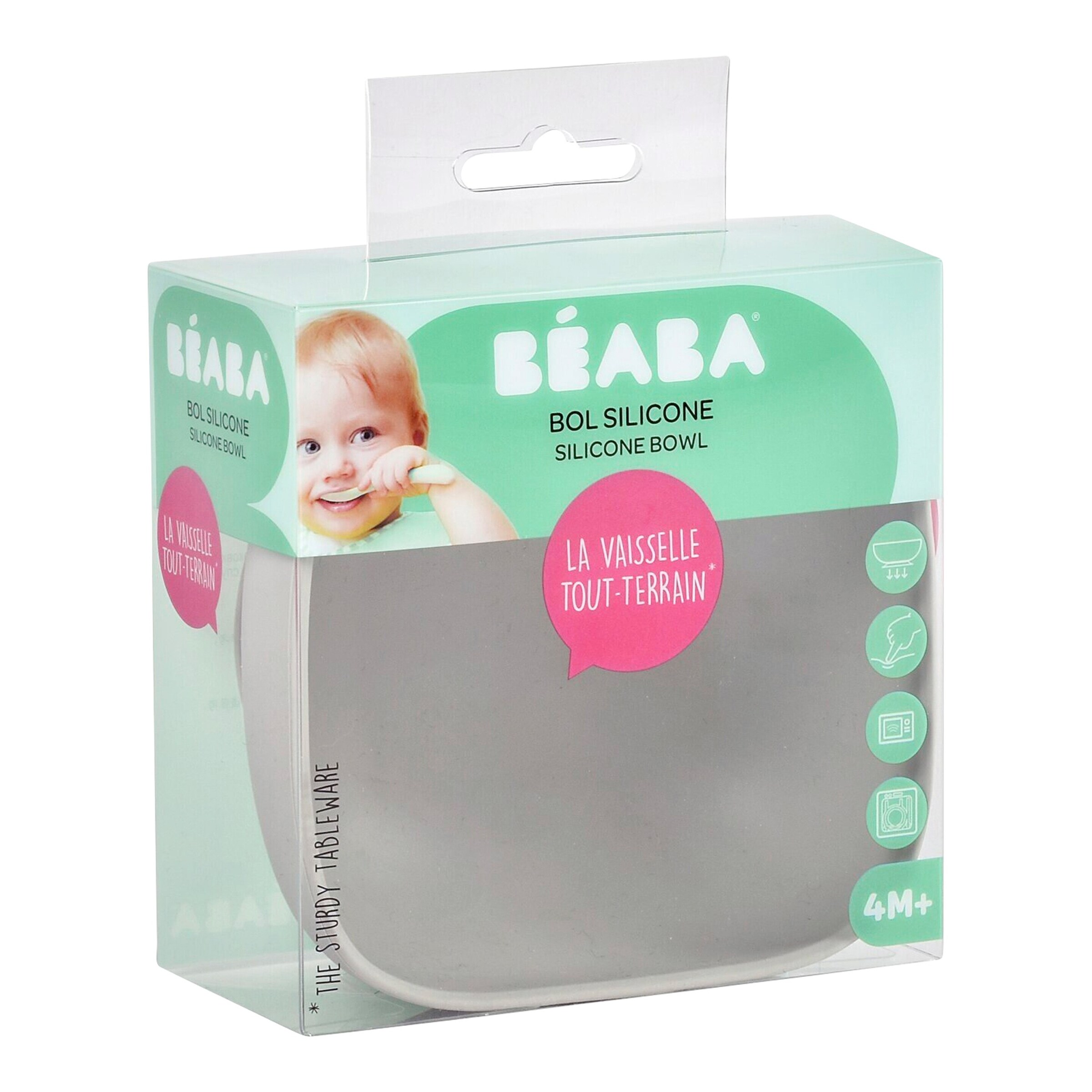 Beaba Silikonschüssel mit Saugnapf grau