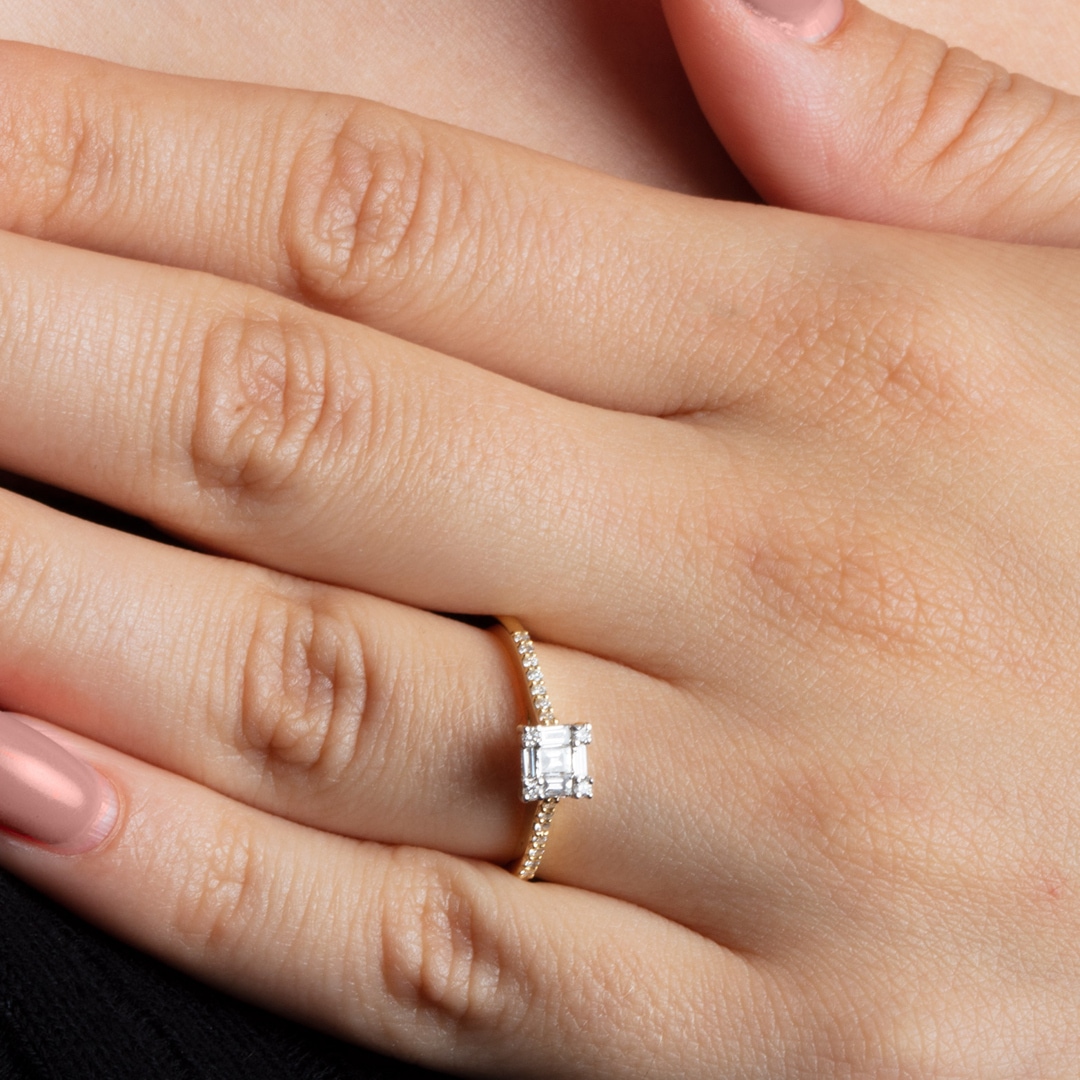 Verlobungsring 750/18 K Gelbgold mit Diamanten 0.29 ct H/si