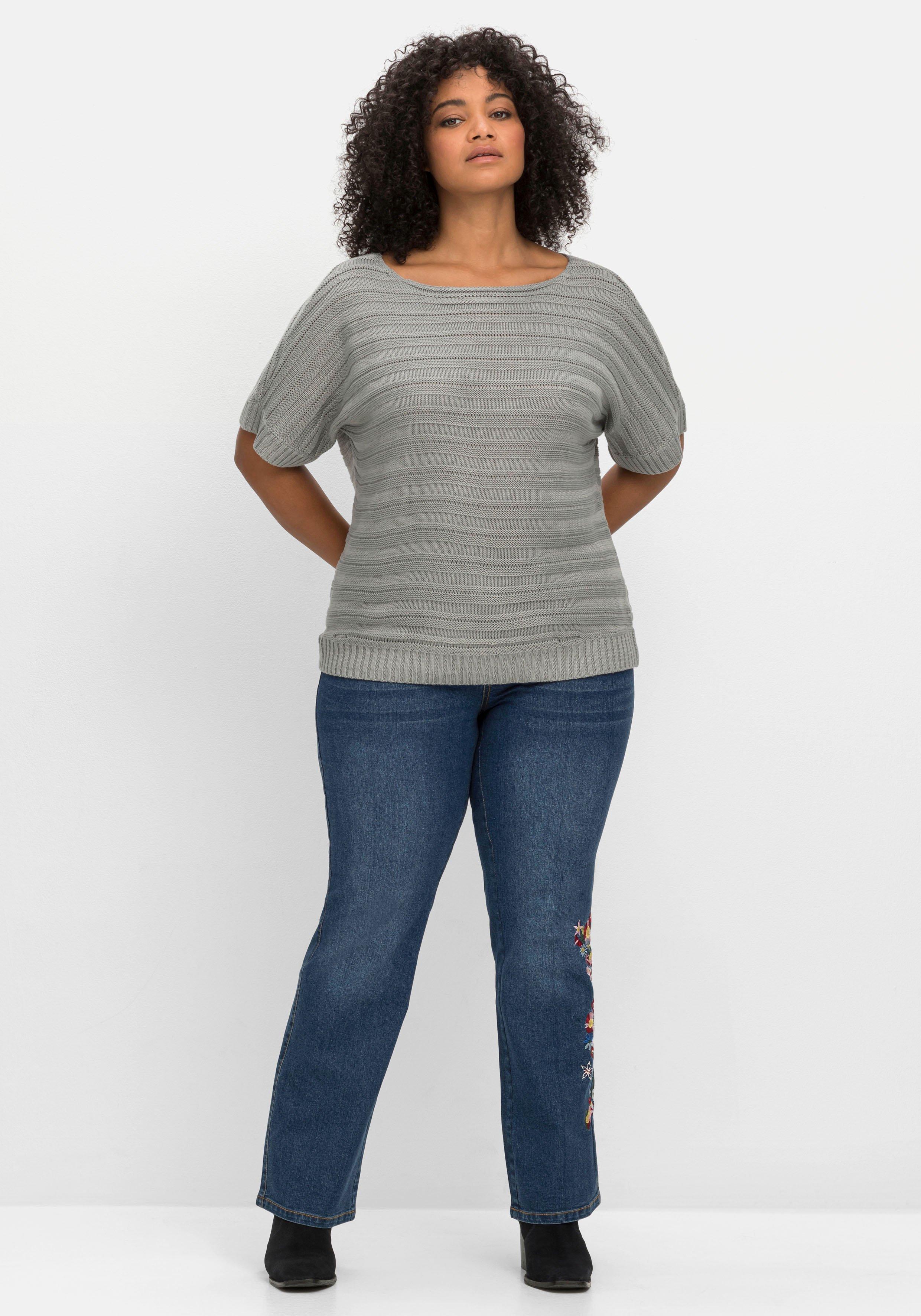 Kurzarmpullover in Links-Rechts-Struktur