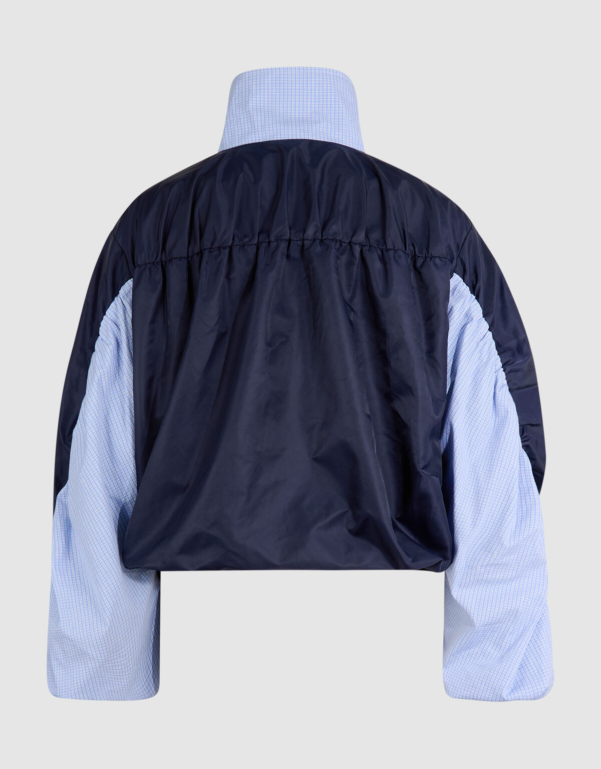 Check Satin Bomber Blauw