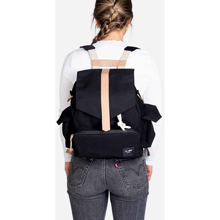 KAOS Wickelrucksack Ransel schwarz  natur