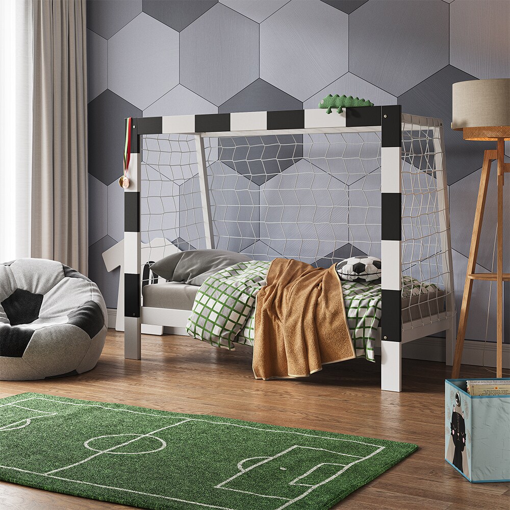Vitalispa Kinderbett Fußballtor Weiß 178 x 142,5 cm mit Matratze