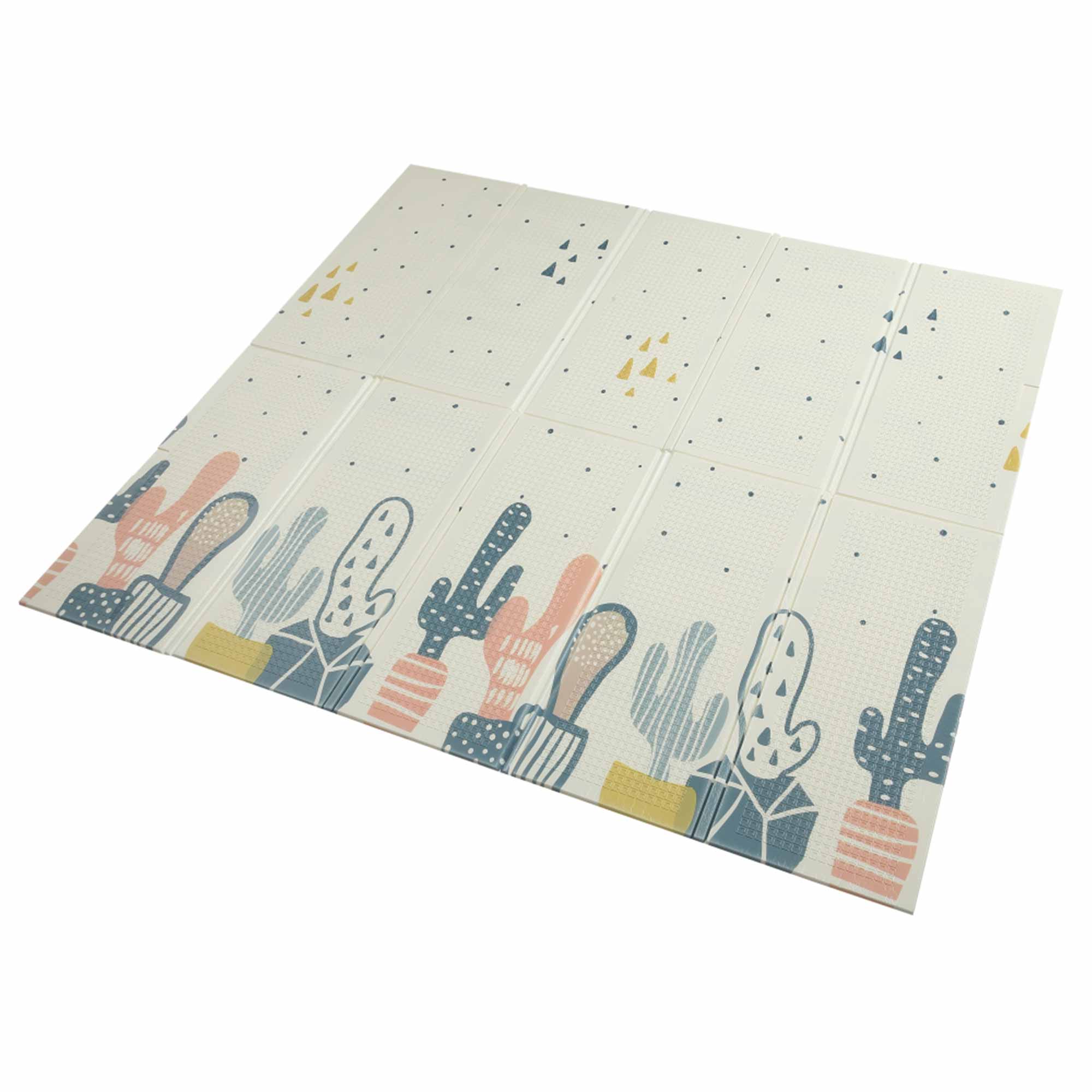 Baby Vivo Spielmatte / Spielteppich für Kinder doppelseitig mit Straße 200 x 180 cm - Kaktus