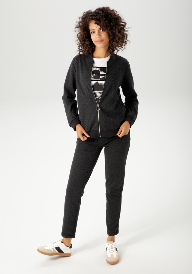 Aniston CASUAL Blouson mit trendigem Fischgrat-Muster - NEUE KOLLEKTION
