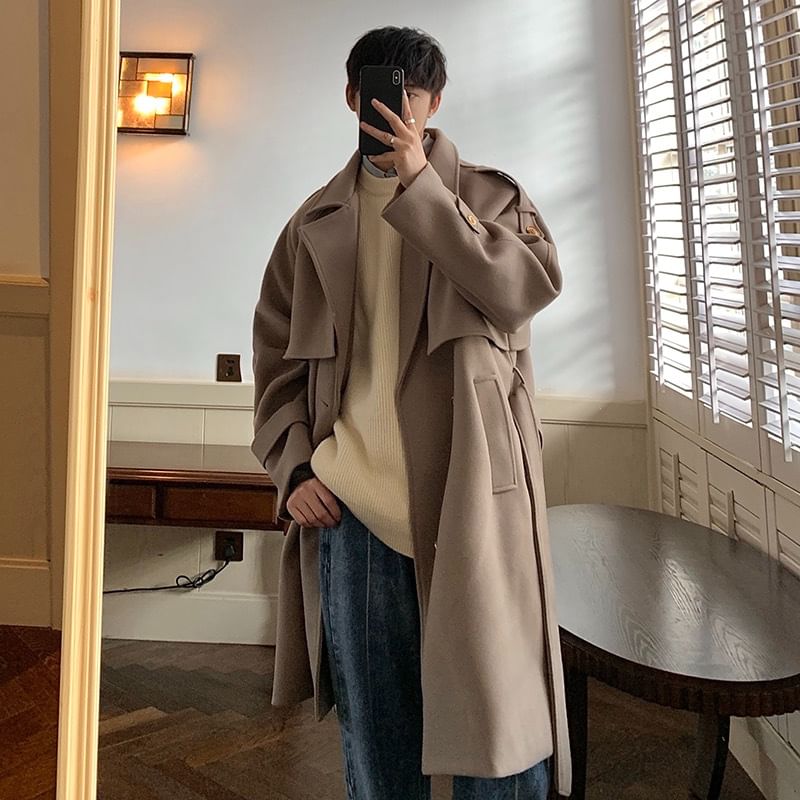 Zoslane - Effen trenchcoat met dubbele rij knopen