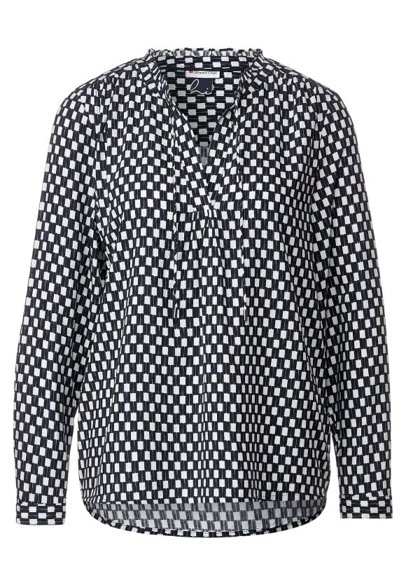 Viskose Printbluse - deep blue