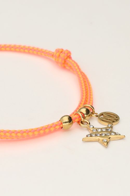 Candy oranje touw armband met ster