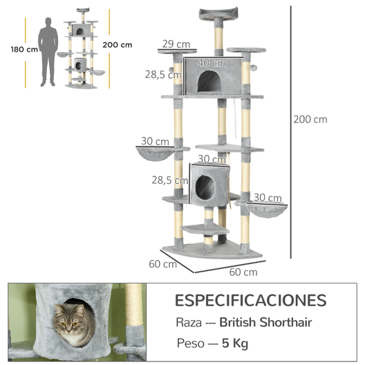 Árvore arranhadora grande para gatos PawHut