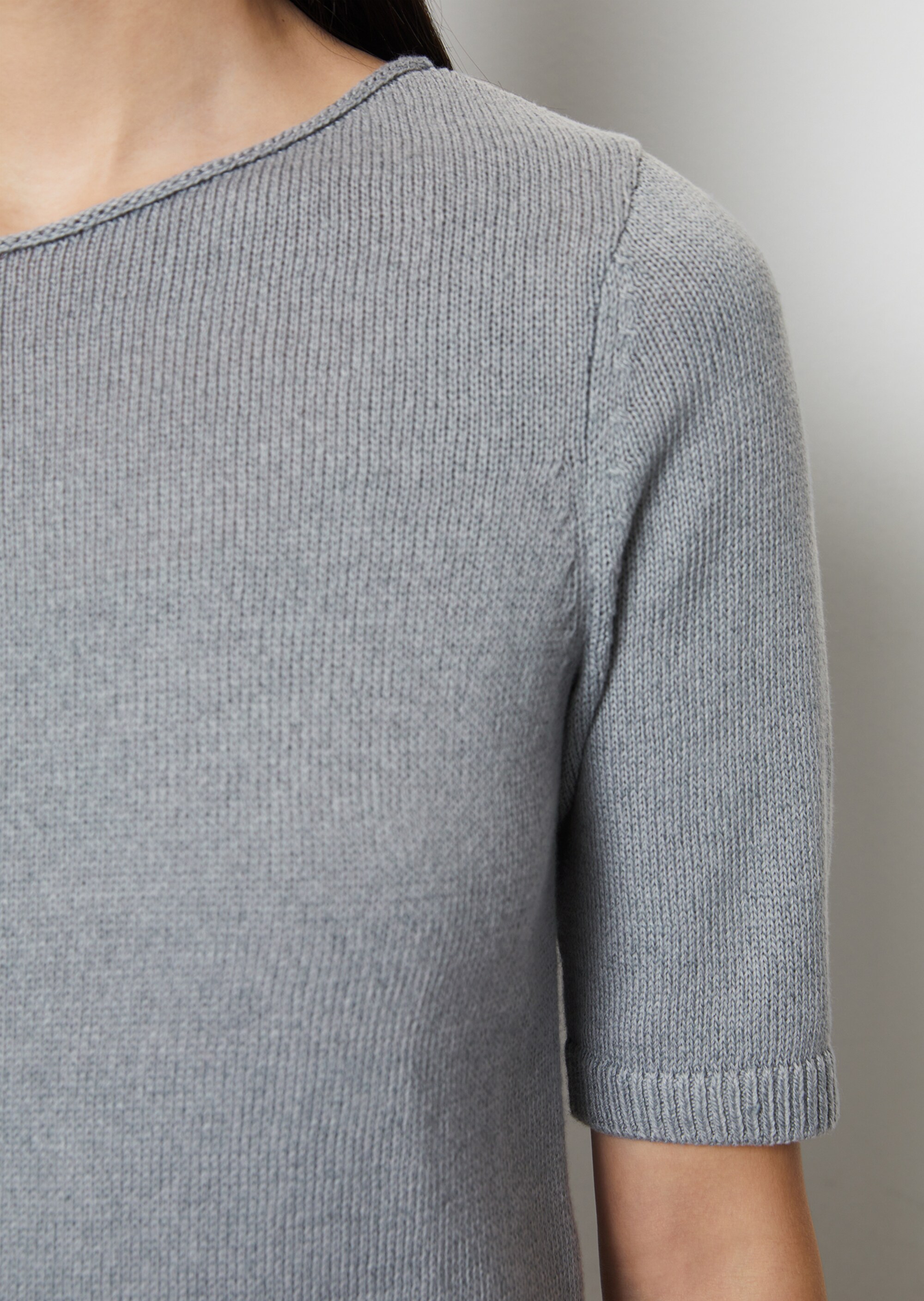 Kurzarm-Pullover regularaus Organic-Cotton-Leinen-Mix