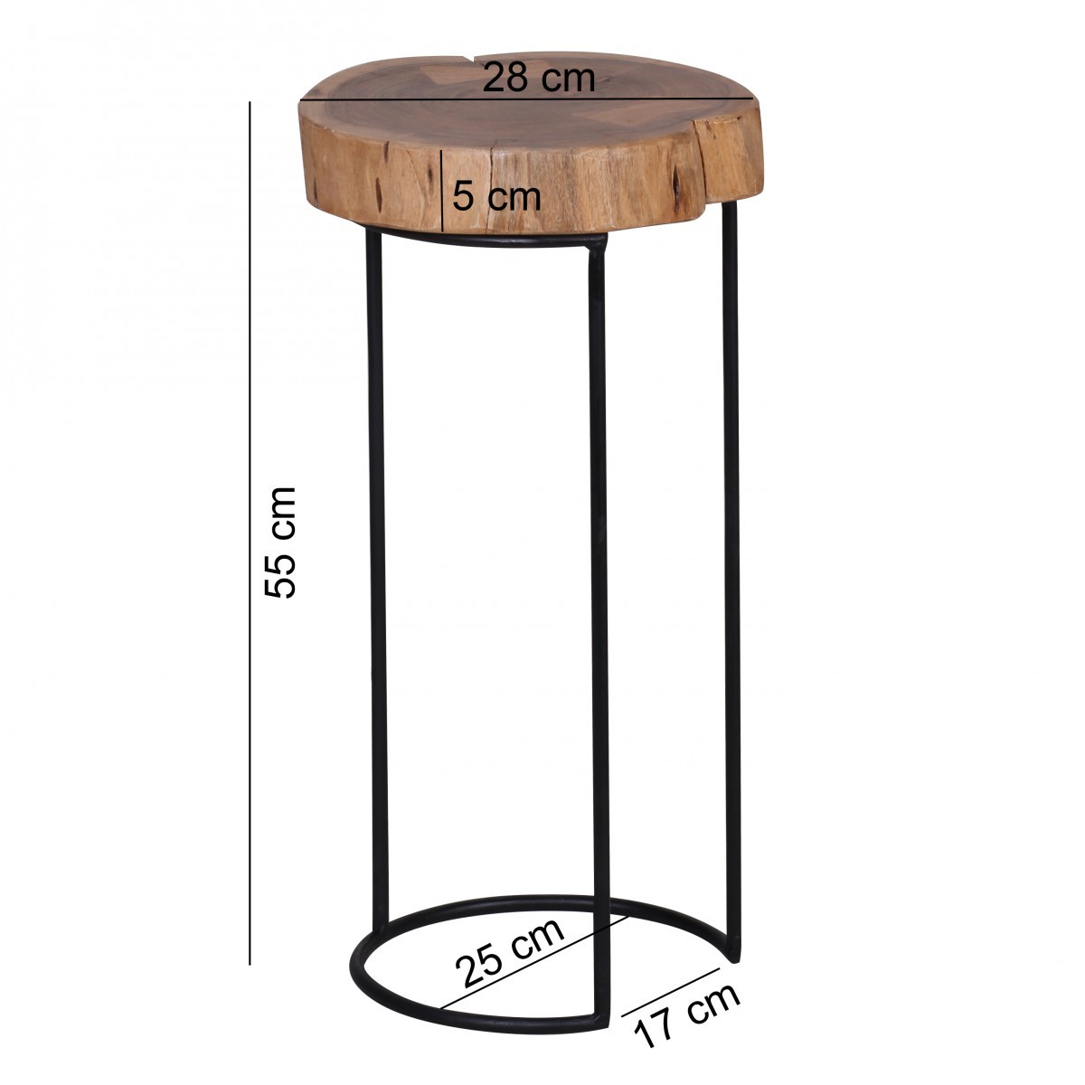 Beistelltisch - klar lackiert - Akazie massiv - 28 cm breit
