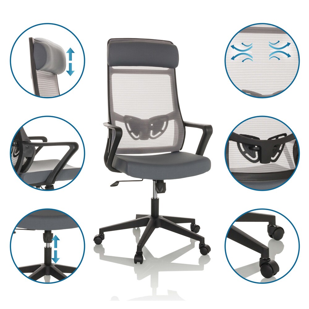 Home Office Bürostuhl NEKEO Stoff/Netzstoff mit Armlehnen hjh OFFICE