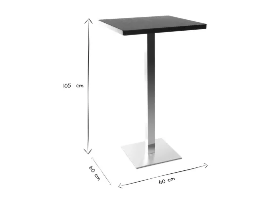 Table de bar design carrée noire L60 cm JORY