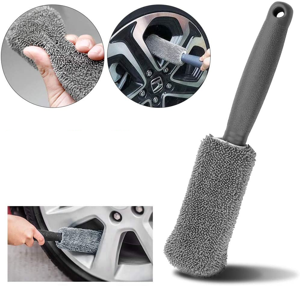 (9-tlg. Set) Mikrofaser Reinigungs Tuch Kit für Auto KFZ Fahrzeug Felgen / Karosserie / Intérieur (Innen- und Aussenreinigung) - Grau