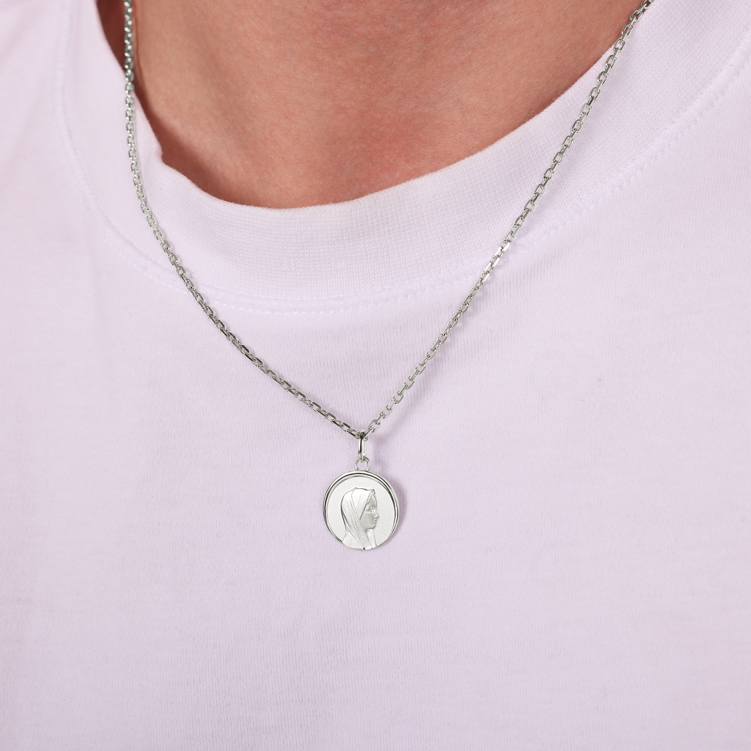 Anhänger 925 Silber rhodiniert Madonna Ø 16mm