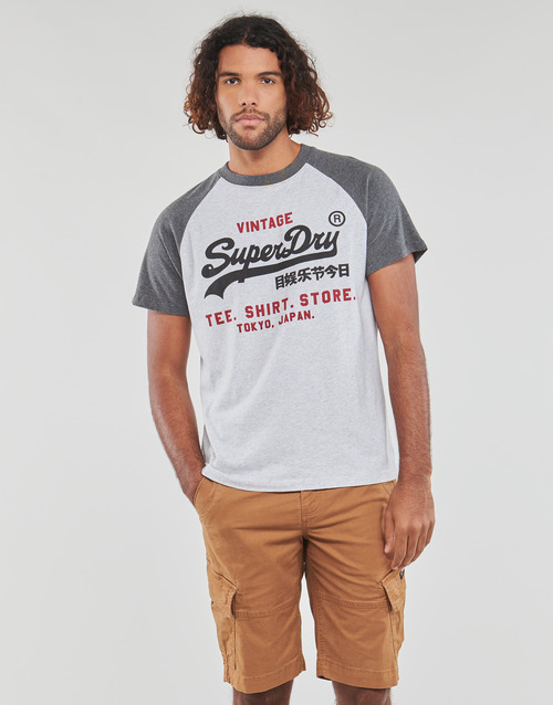 Superdry - VINTAGE VL HERITAGE RGLN TEE - Gris