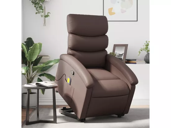 Fauteuil inclinable massant Marron Similicuir
