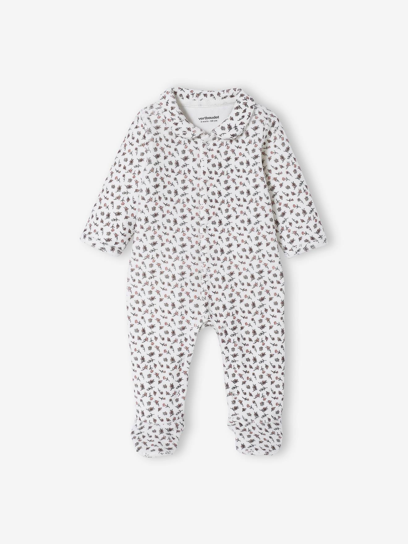 Conjunto de 2 macacões para bebê menina com estampa de raposa em veludo bicolor rosa médio/multicolorido