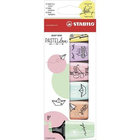 Textmarker - STABILO BOSS MINI Pastellove - 6er Pack - 6 Pastell-Farben