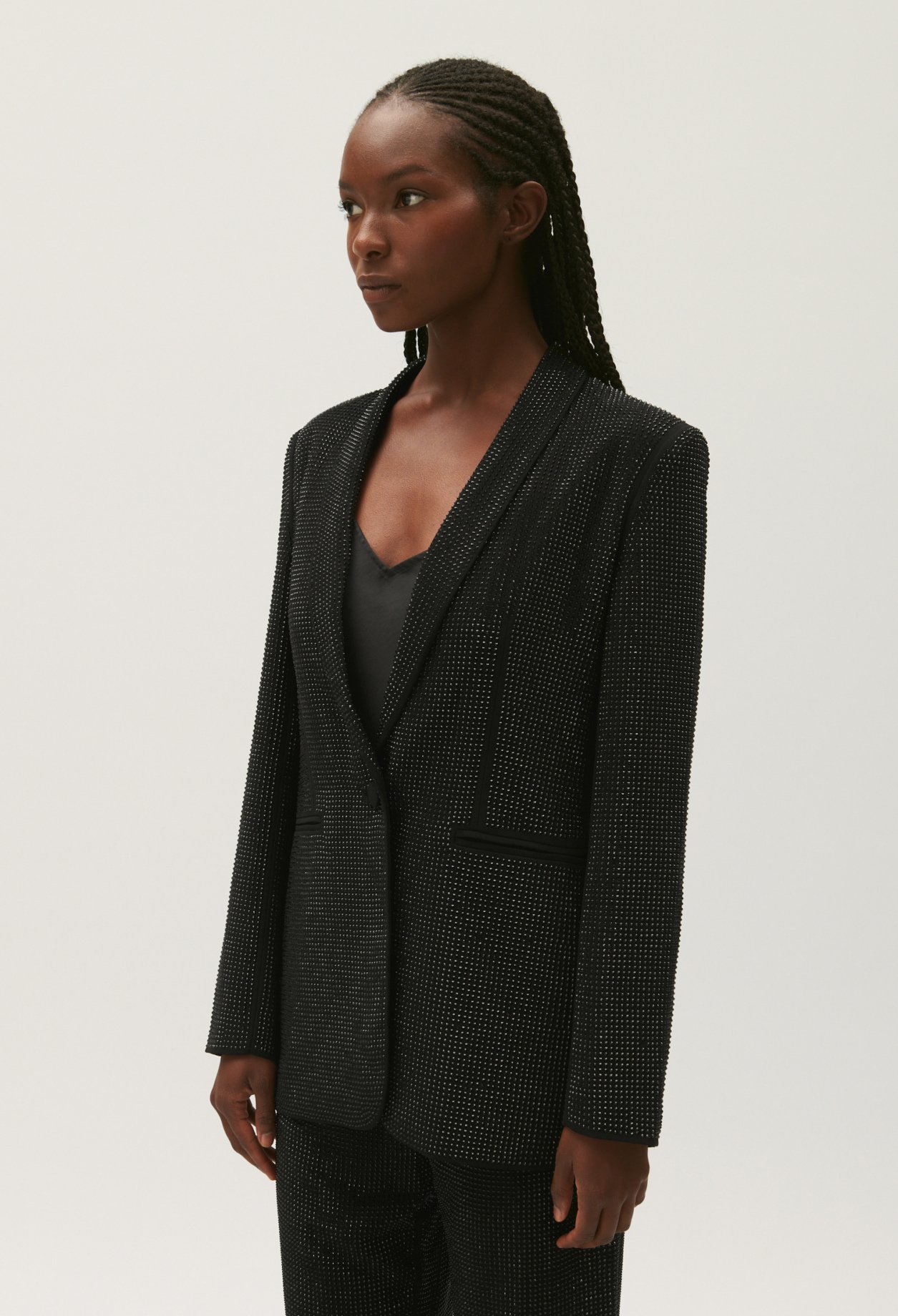 Veste tailleur strass noire