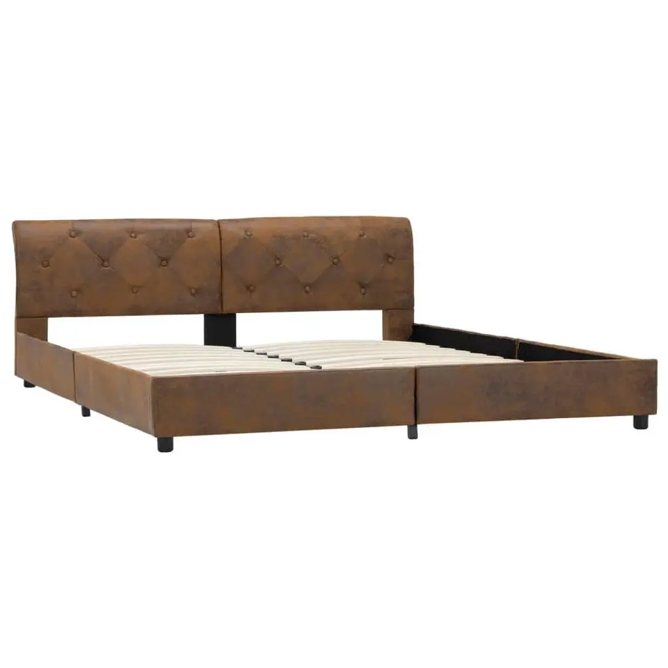 vidaXL - Tweepersoonbed - Bruin - Kunstsuède - 160x200 cm