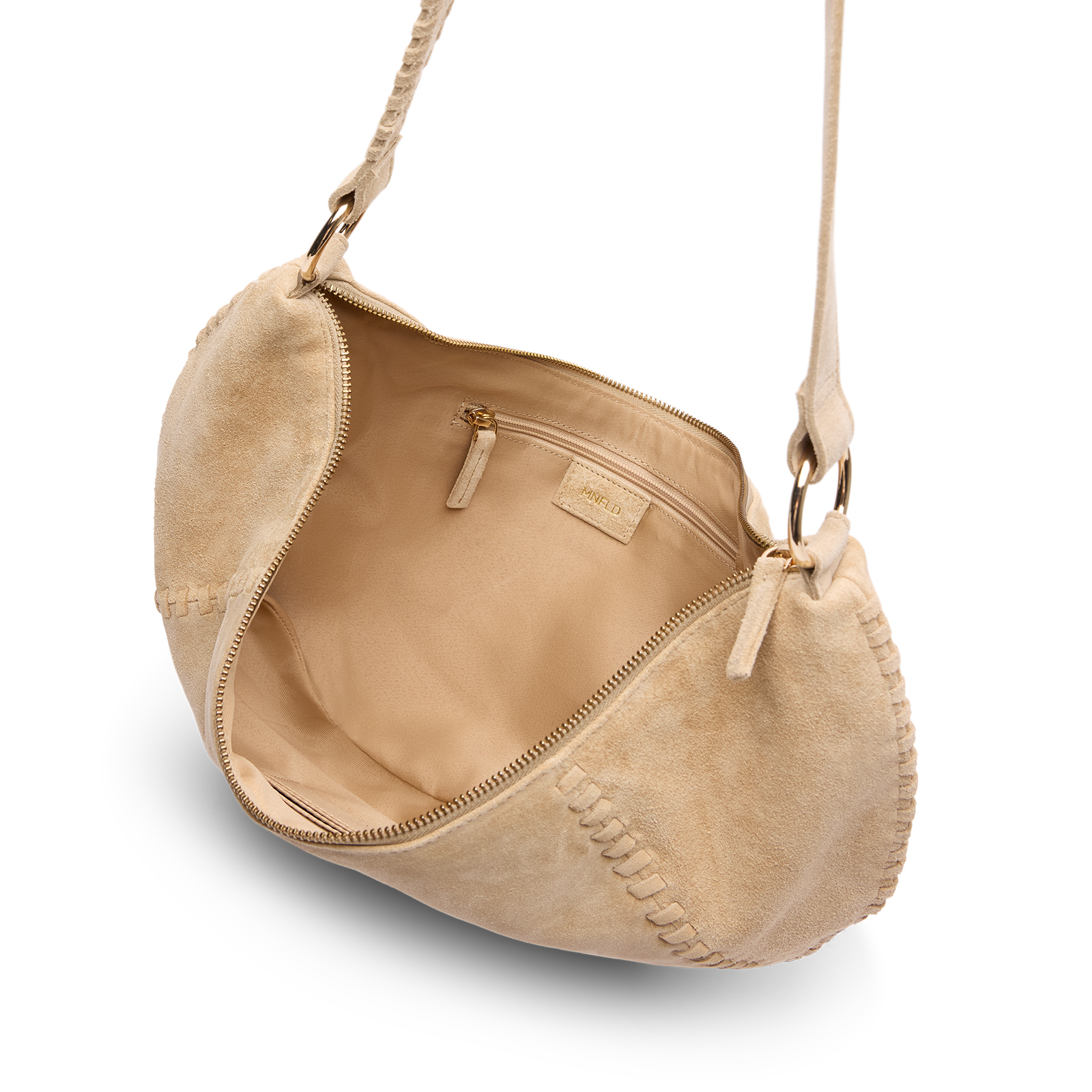 Beige suède schoudertas