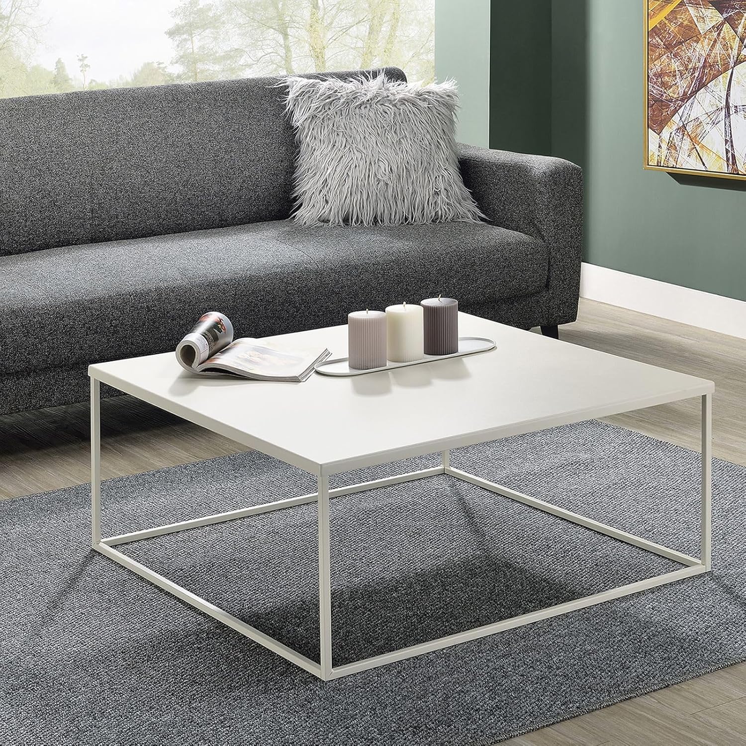IDIMEX Couchtisch HILAR 80 x 80 cm aus pulverbeschichtetem Metall in beige. Sofatisch in modernem Design mit robuster Oberfläche.