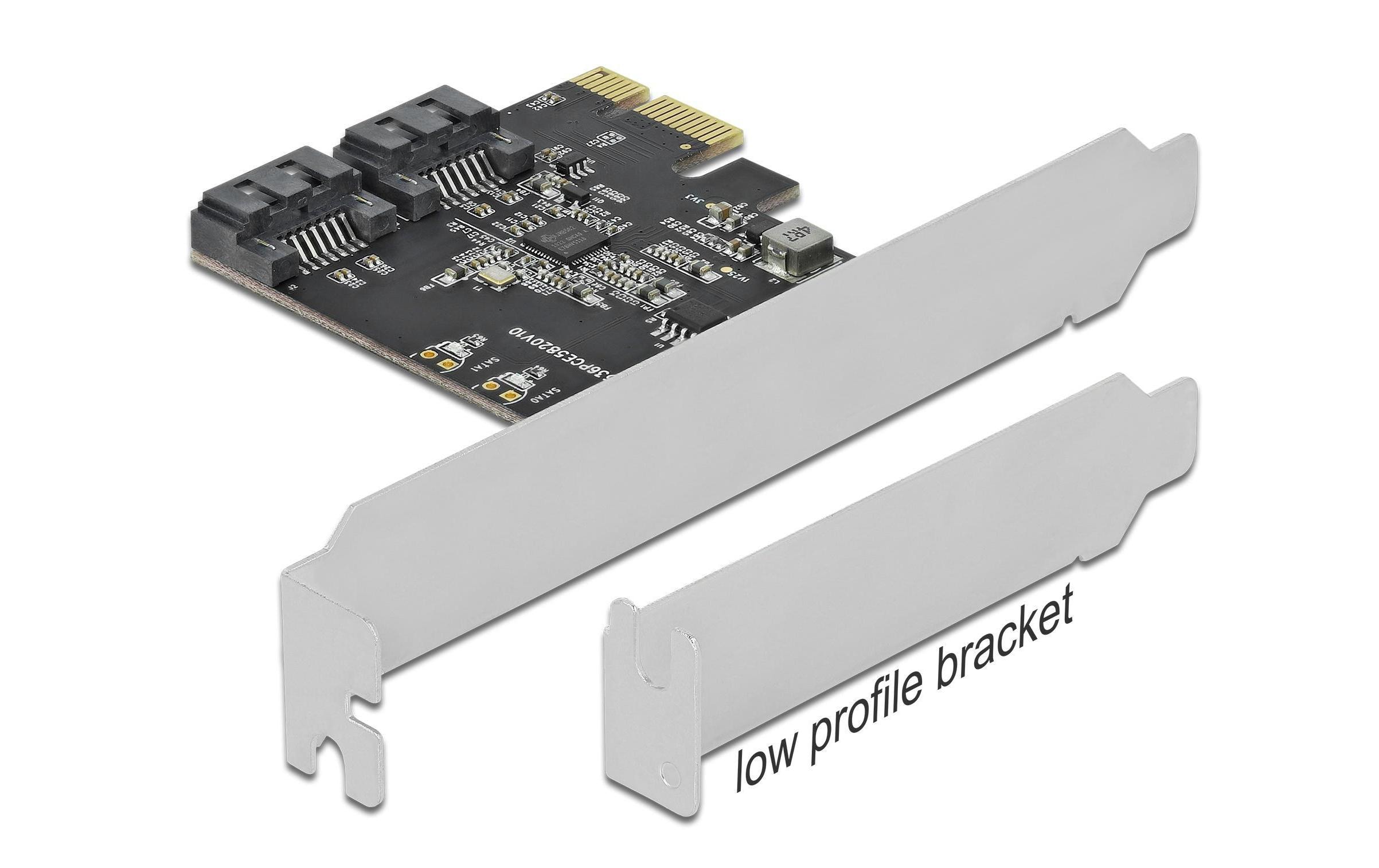 Host Bus Adapter 2 Port SATA PCIe KarteDelock 2 Port SATA PCI Express Karte – Low Profile Formfaktor