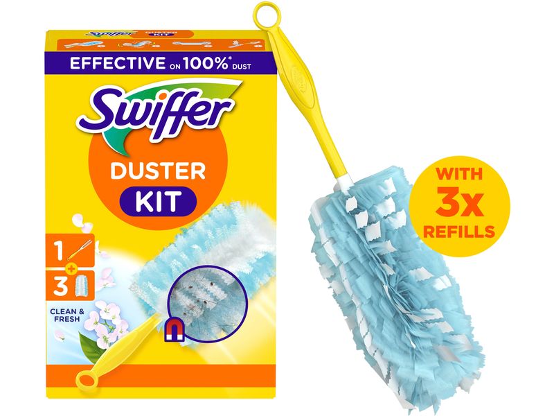 Swiffer Staubmagnet mit Griff 3 Stück, Blau/Gelb Starterset mit Dufttücher