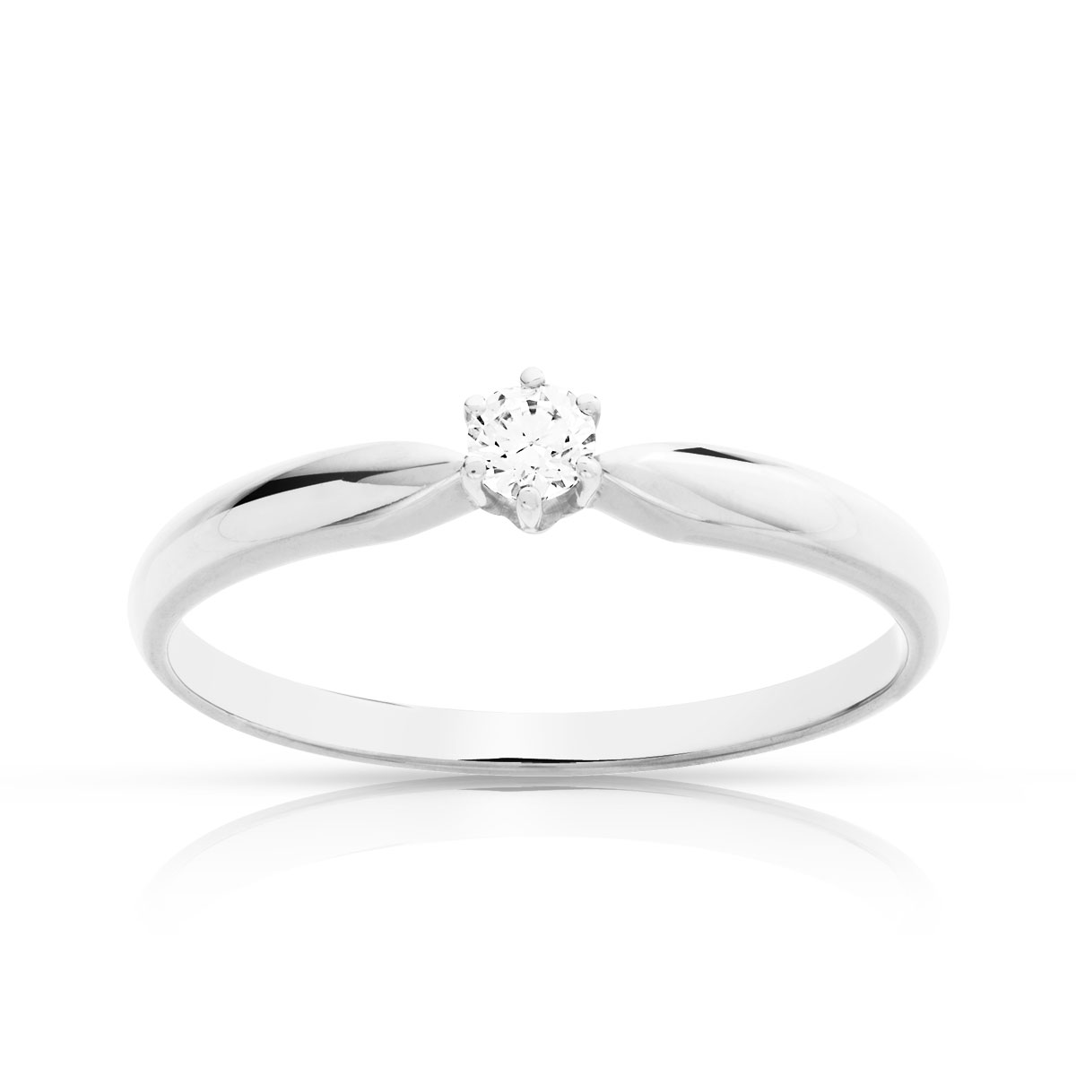 Solitaire or blanc 750 diamant synthétique 0,1 carat