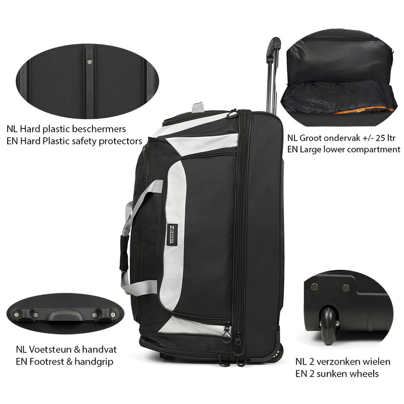 TravelZ 96 liter wieltas - Black