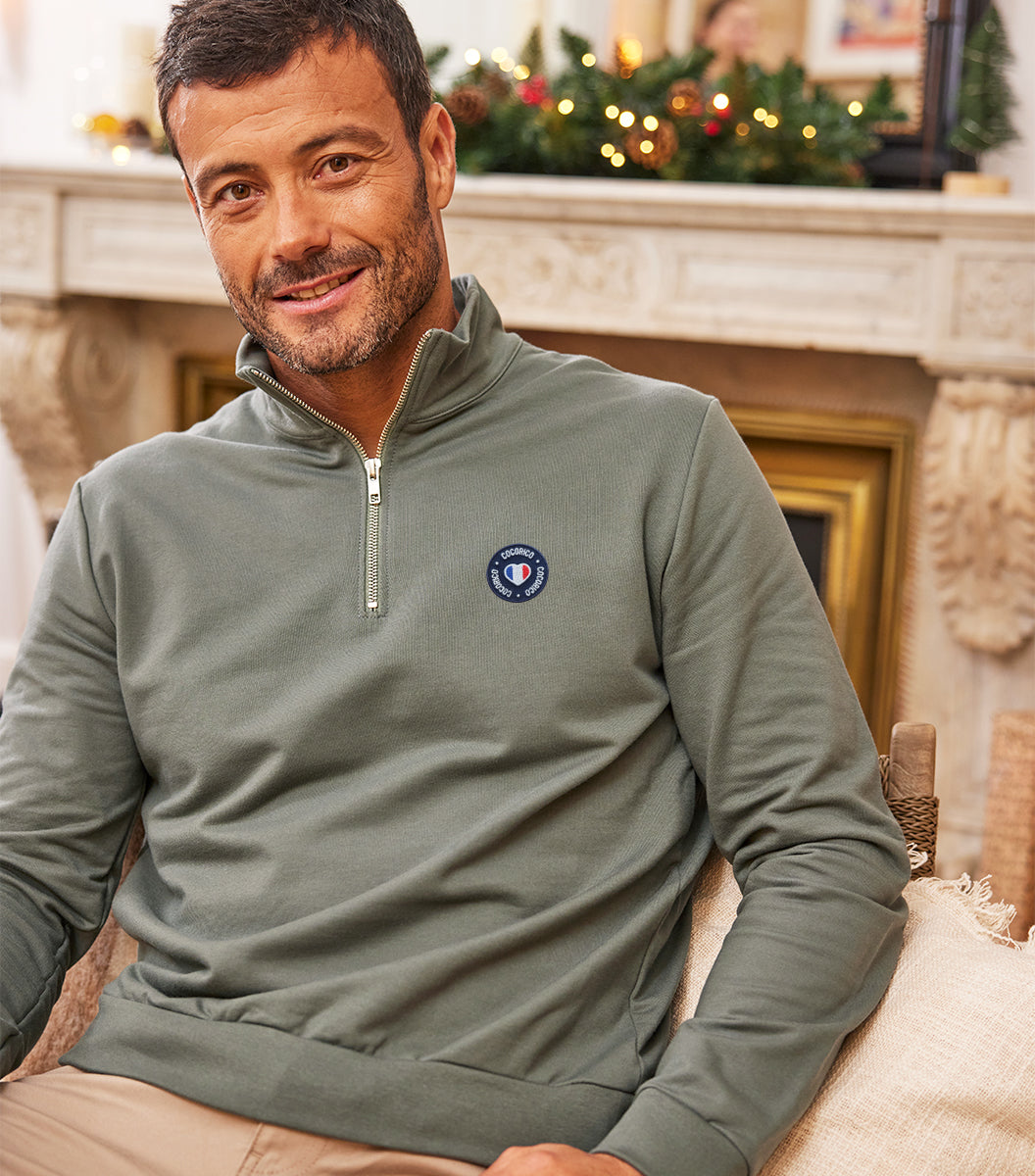 Sweat Camionneur Homme Sauge - Blason