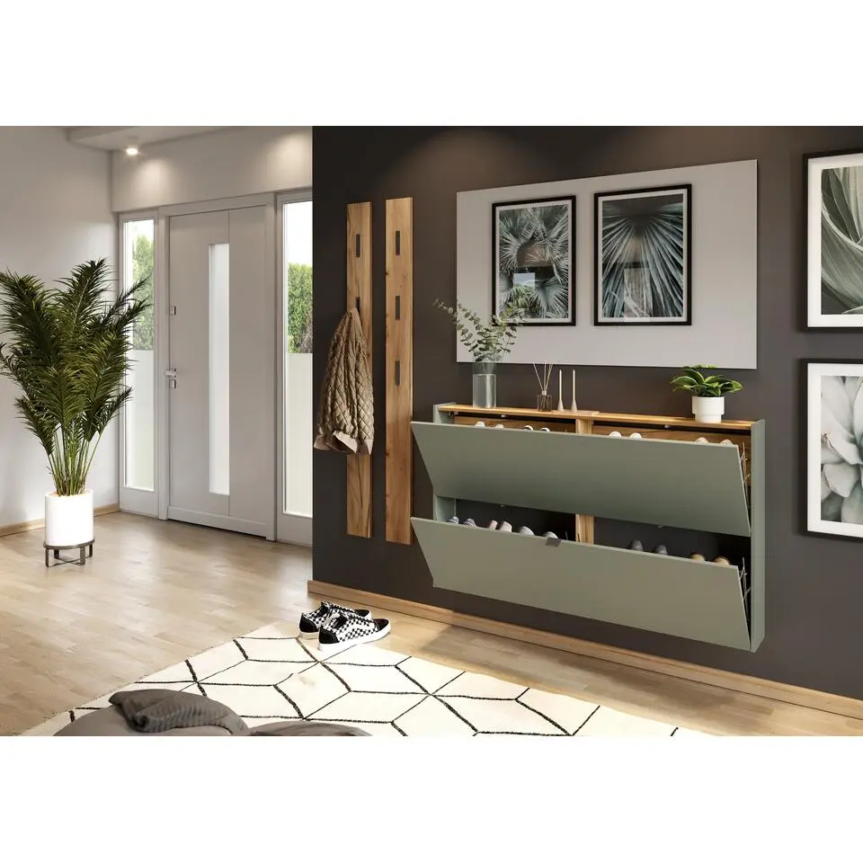 Germania Schoenenkast Elton - 140 x 19 x 85 cm - Satijngroen design