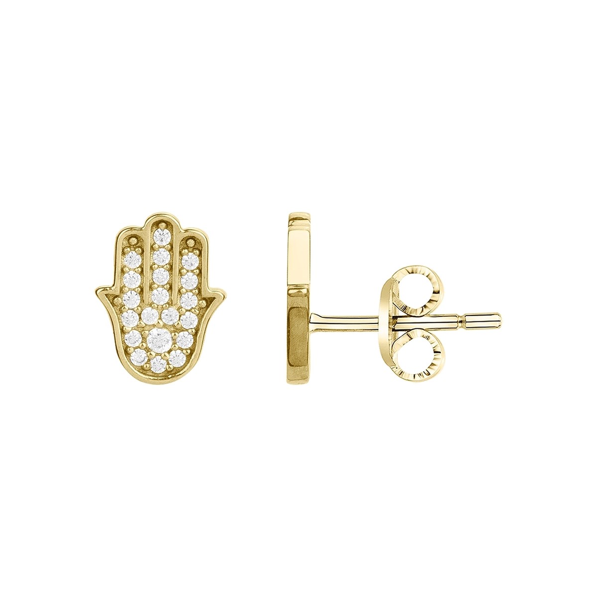 Boucles d'oreilles clous en Plaqué Or avec oxyde de zirconium blanc
