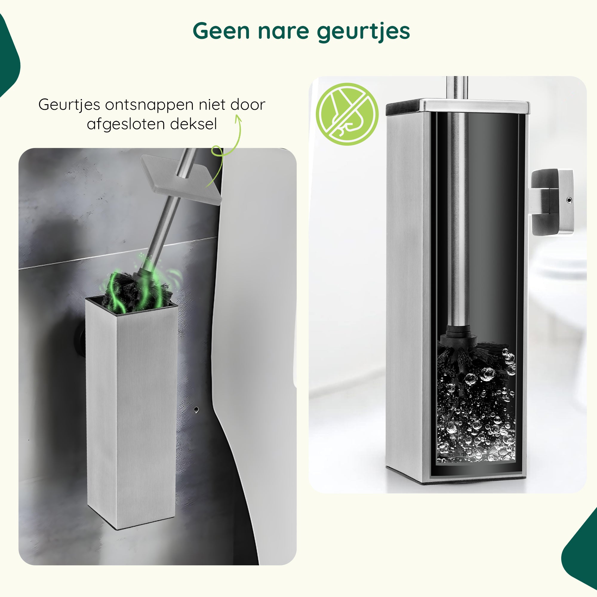 XIVADA Toiletborsterhouder Cira - Vierkant - Boren - Rvs - Zilver
