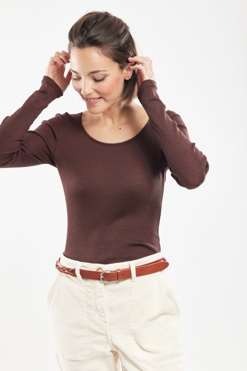 T-shirt manches longues - laine et soie