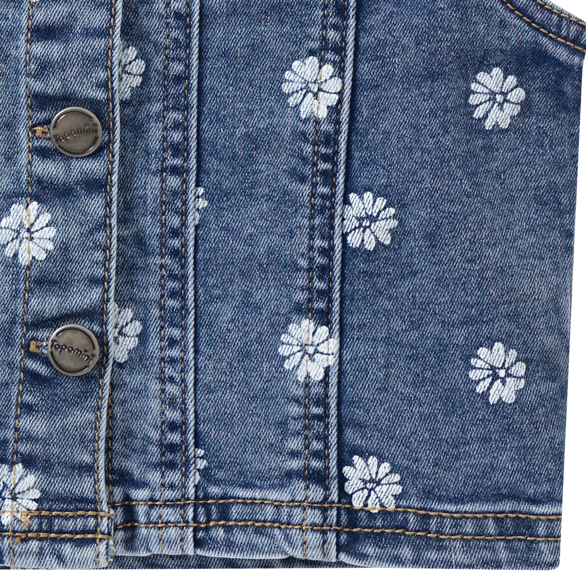 Topomini Baby Jeansjacke mit Blüten-Allover blau