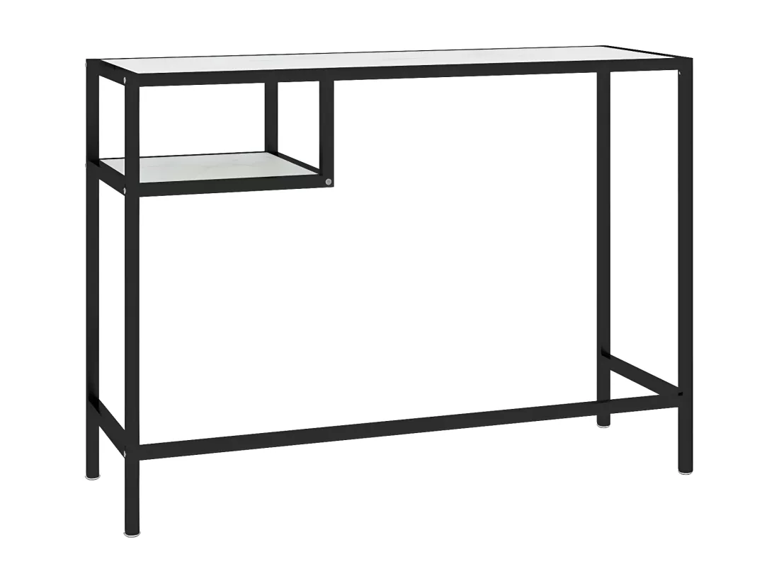 Bureau d'ordinateur Marbre blanc 100x36x74 cm Verre trempé