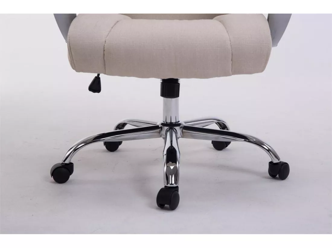 Chaise de bureau - Tissu & Métal chromé - Crème - XL Apoll