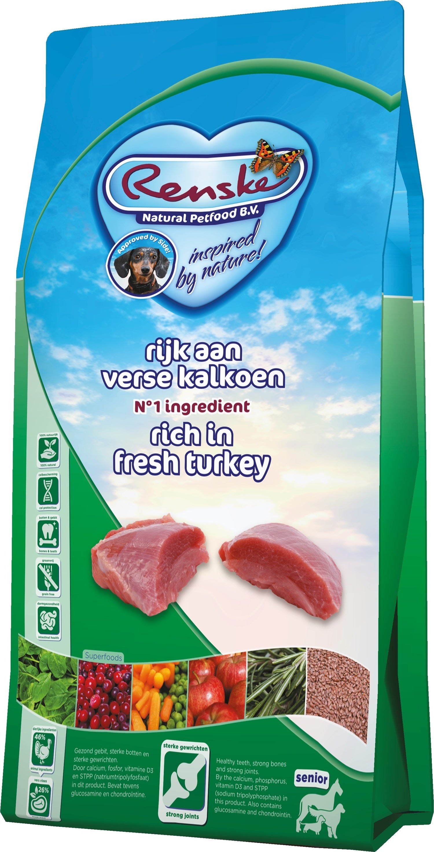 Renske Super Premium droogvoeding senior verse kalkoen graanvrij 2 kg