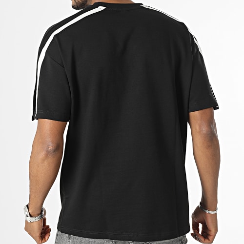 Tee Shirt Oversize Large A Bandes Noir