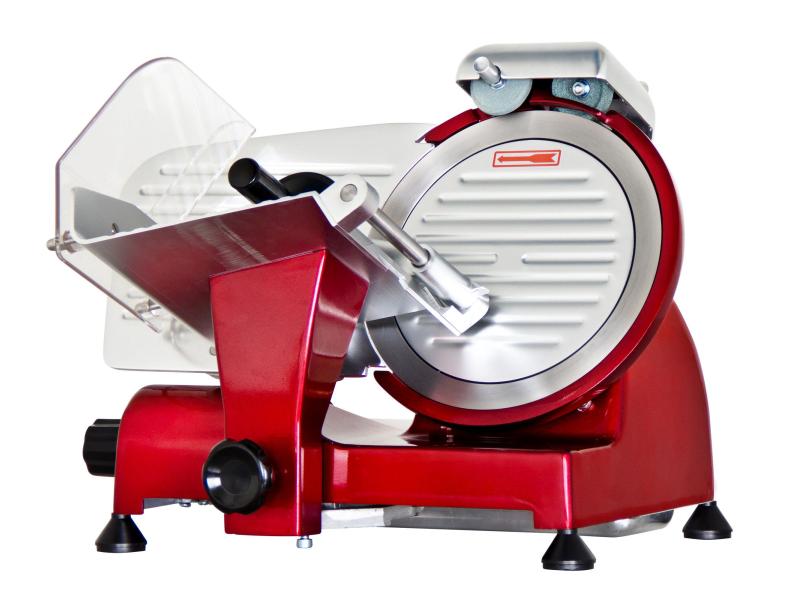 Weber Home Schneidemaschine AM220R Rot Aufschnittmaschine mit Schleifstein