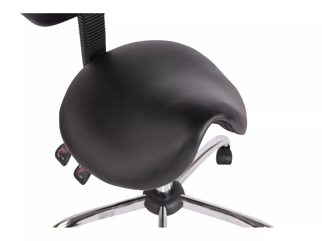 Tabouret de bureau - Similicuir & Métal chromé - Noir - Stuttgart