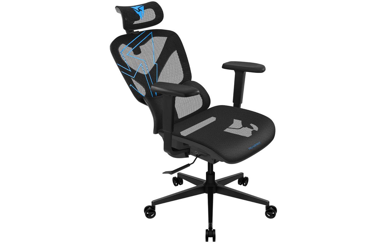 Bürostuhl YTC-Mesh Racer Blau/Schwarz<br>Ergonomischer Bürostuhl