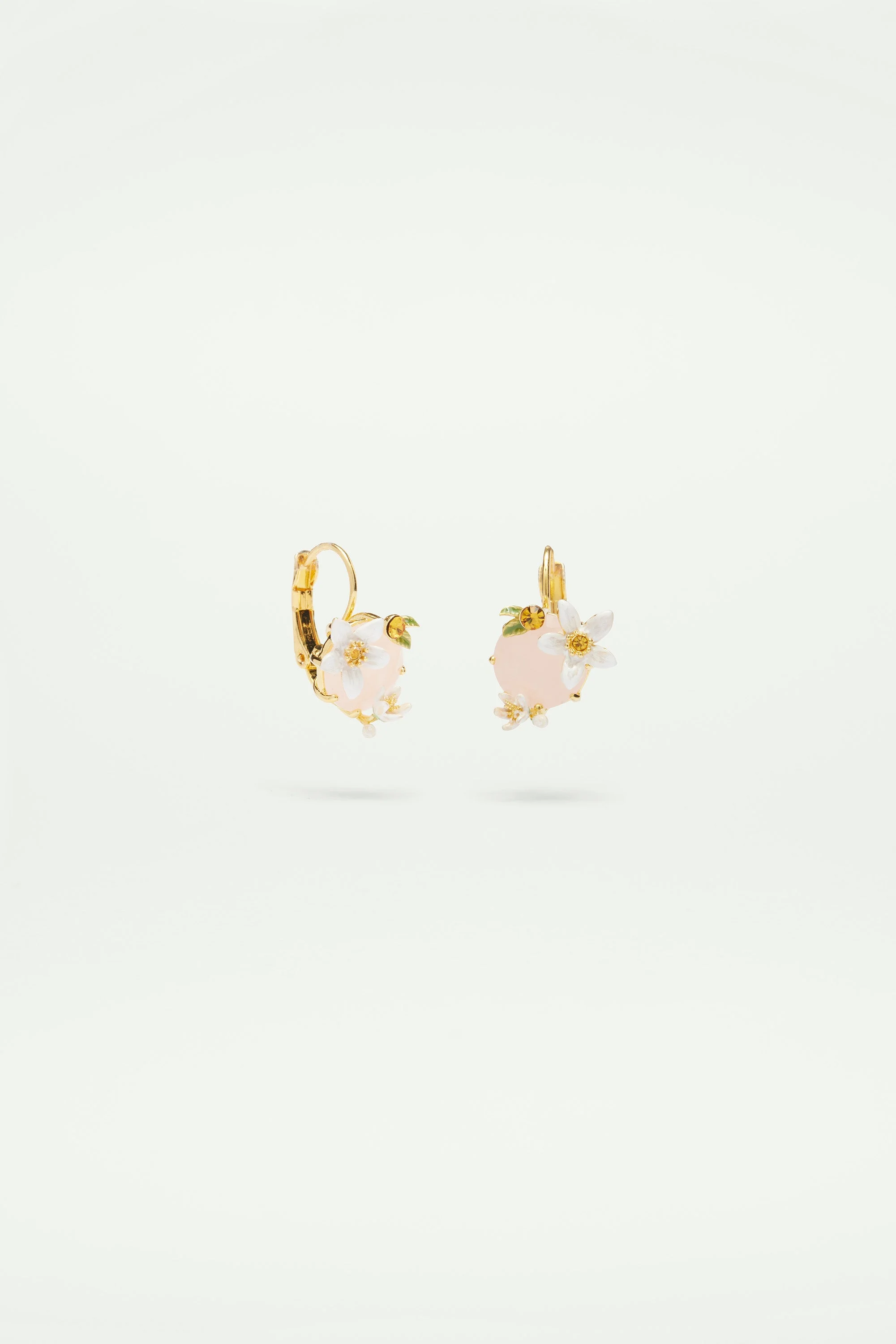 Boucles d'oreilles fleurs d'oranger et cristal miel | Rose