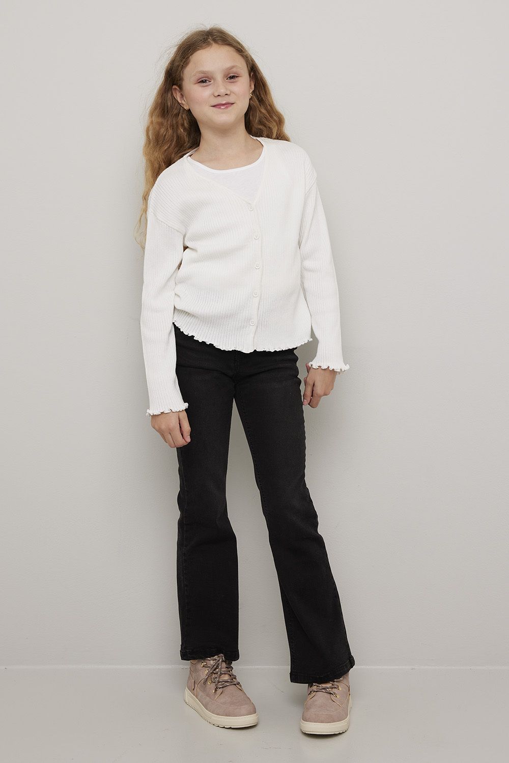 Cardigan ribbestrikket cropped Tuva